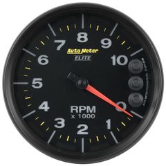 Autometer Gauge, Tach, 5", 10K Rpm, Carbon Fiber, W/ Pit Road Lights & Peak, Nascar Can