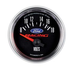 Autometer Gauge, Voltmeter, 2 1/16", 18V, Elec, Ford Racing