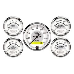 Autometer Gauge Kit, 5 Pc., 3 1/8" & 2 1/16", Elec. Speedometer, Ford Masterpiece