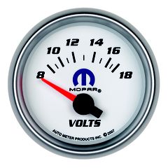 Autometer Gauge, Voltmeter, 2 1/16", 18V, Electric, White, Mopar