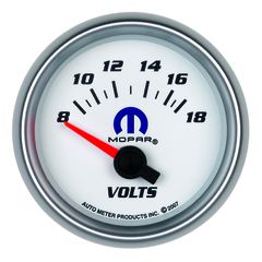 Autometer Gauge, Voltmeter, 2 1/16", 18V, Electric, White, Mopar