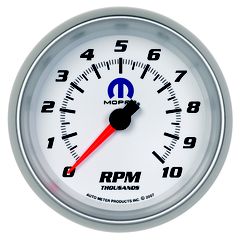 Autometer Gauge, Tachometer, 3 3/8", 10K Rpm, In-Dash, White, Mopar