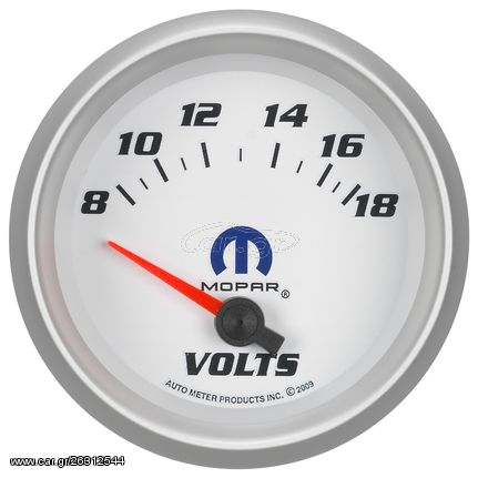 Autometer Gauge, Voltmeter, 2 5/8", 18V, Electric, White, Mopar