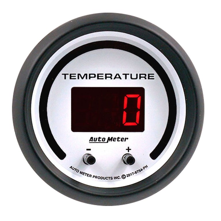 Autometer Gauge, Fluid Temperature, 2 1/16", 2 Chan, Selectable, Phantom Elite Digital