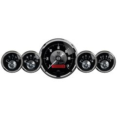 Autometer Gauge Kit, 5 Pc, 3 3/8" & 2 1/16", Elec Speedo W/Lcd Odo, Prestige Blk. Diamond