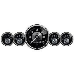 Autometer Gauge Kit, 5 Pc, 3 3/8" & 2 1/16", Elec Speedo W/Wheel Odo, Prestige Blk Diamond