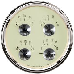 Autometer Gauge, Quad, 5", 240-33Ω, Elec, Prestige Antq. Ivory