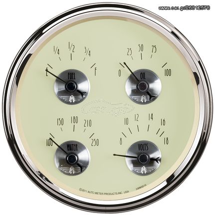 Autometer Gauge, Quad, 5", 240-33Ω, Elec, Prestige Antq. Ivory