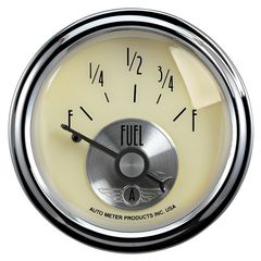 Autometer Gauge, Fuel Level, 2 1/16", 0 To 90Ω, Elec, Prestige Antq. Ivory