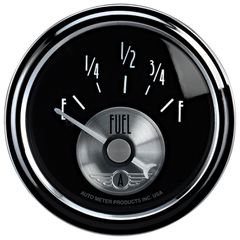 Autometer Gauge, Fuel Level, 2 1/16", 0 To 90Ω, Elec, Prestige Blk. Diamond