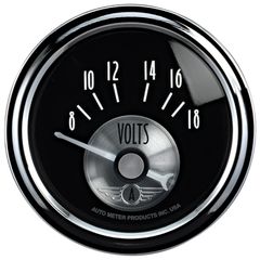 Autometer Gauge, Voltmeter, 2 1/16", 18V, Elec, Prestige Blk. Diamond