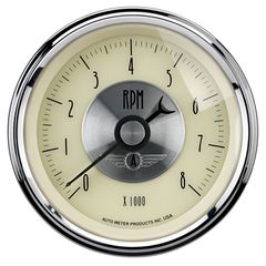 Autometer Gauge, Tachometer, 3 3/8", 8K Rpm, In-Dash, Prestige Antq. Ivory