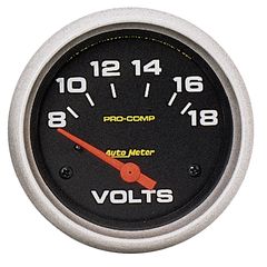 Autometer Gauge, Voltmeter, 2 5/8", 18V, Electric, Pro-Comp