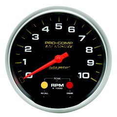 Autometer Gauge, Tachometer, 5", 10K Rpm, In-Dash W/Peak Memory, Pro-Comp