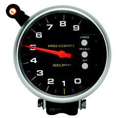 Autometer Gauge, Tach, 5", 9K Rpm, Pedestal W/ Quick Lite & Peak Memory, Pro-Comp