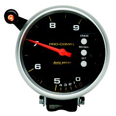 Autometer Gauge, Tach, 5", 9K Rpm, Pedestal Dual Range W/ Quick Lite & Peak Mem, Pro-Comp