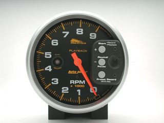 Autometer Gauge, Tach, 5", 9K Rpm, Pedestal W/ Rpm Playback, Black, Pro-Cycle