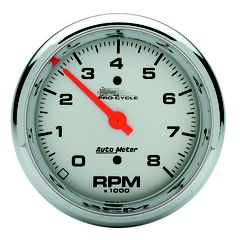 Autometer Gauge, Tach, 3 3/4", 8K Rpm, 2&4 Cylinder, Silver, Pro-Cycle