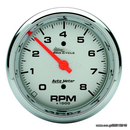 Autometer Gauge, Tach, 3 3/4", 8K Rpm, 2&4 Cylinder, Silver, Pro-Cycle