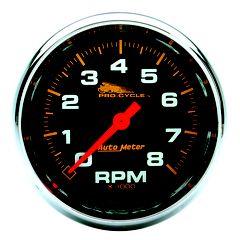 Autometer Gauge, Tach, 2 5/8", 8K Rpm, 2&4 Cylinder, Black, Pro-Cycle