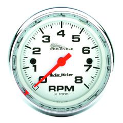 Autometer Gauge, Tach, 2 5/8", 8K Rpm, 2&4 Cylinder, White, Pro-Cycle