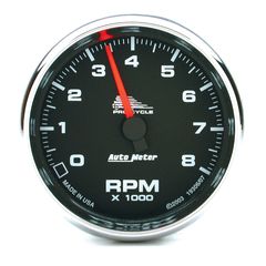 Autometer Gauge, Tach, 2 5/8", 8K Rpm, 2&4 Cylinder, Black, Pro-Cycle