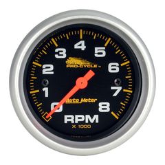 Autometer Gauge, Tach, 2 5/8", 8K Rpm, 2&4 Cylinder, Black, Pro-Cycle