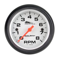 Autometer Gauge, Tach, 2 5/8", 8K Rpm, 2&4 Cylinder, White, Pro-Cycle