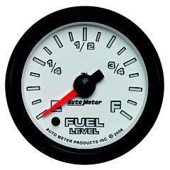 Autometer Gauge, Fuel Level, 2 1/16", 0-280Ω Programmable, White, Pro-Cycle