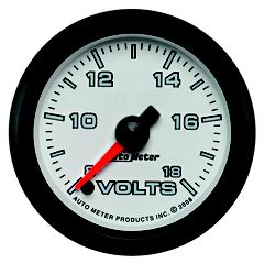 Autometer Gauge, Voltmeter, 2 1/16", 18V, Digital Stepper Motor, White, Pro-Cycle