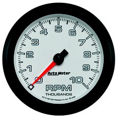 Autometer Gauge, Tachometer, 3 3/8", 10K Rpm, White, Pro-Cycle