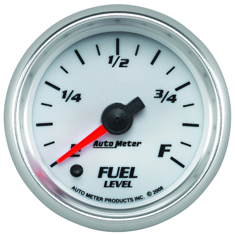 Autometer Gauge, Fuel Level, 2 1/16", 0-280Ω Programmable, White, Pro-Cycle
