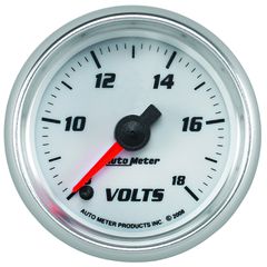 Autometer Gauge, Voltmeter, 2 1/16", 18V, Digital Stepper Motor, White, Pro-Cycle