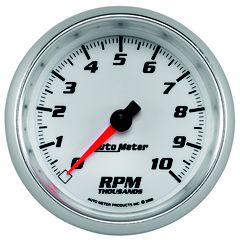 Autometer Gauge, Tachometer, 3 3/8", 10K Rpm, White, Pro-Cycle