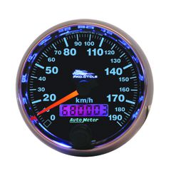 Autometer Gauge, Speedo, 2 5/8", 190 Km/H, Elec, Black, Pro-Cycle