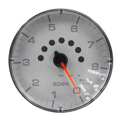 Autometer Gauge, Tachometer, 5", 8K Rpm, W/Shift Light & Peak Mem, Silver/Chrome, Spek-Pro