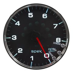 Autometer Gauge, Tachometer, 5", 8K Rpm, W/Shift Light & Peak Mem, Black/Chrome, Spek-Pro