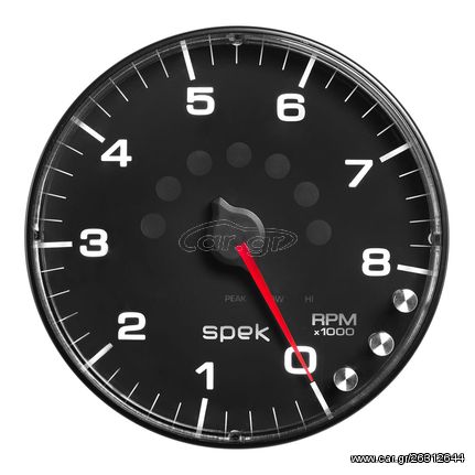 Autometer Gauge, Tachometer, 5", 8K Rpm, W/Shift Light & Peak Mem, Black/Black, Spek-Pro