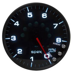 Autometer Gauge, Tachometer, 5", 8K Rpm, W/Shift Light & Peak Mem, Black/Smoke/Black, Spek