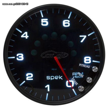 Autometer Gauge, Tachometer, 5", 8K Rpm, W/Shift Light & Peak Mem, Black/Smoke/Black, Spek