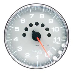 Autometer Gauge, Tachometer, 5", 11K Rpm, W/Shift Light & Peak Mem, Silver/Chrome, Spek