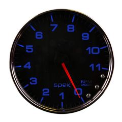 Autometer Gauge, Tachometer, 5", 11K Rpm, W/Shift Light & Peak Mem, Black/Chrome, Spek-Pro