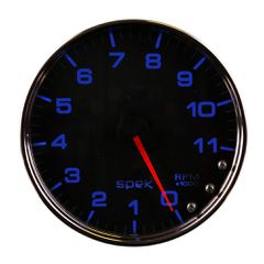 Autometer Gauge, Tachometer, 5", 11K Rpm, W/Shift Light & Peak Mem, Black/Chrome, Spek-Pro