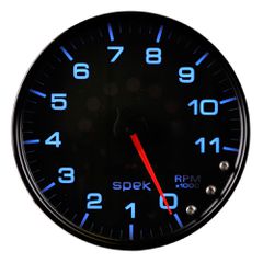 Autometer Gauge, Tachometer, 5", 11K Rpm, W/Shift Light & Peak Mem, Black/Black, Spek-Pro