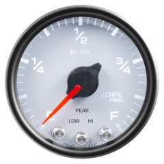 Autometer Gauge, Fuel Level, 2 1/16", 0-270Ω Programmable, Wht/Blk, Spek-Pro