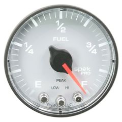 Autometer Gauge, Fuel Level, 2 1/16", 0-270Ω Programmable, Wht/Blk, Spek-Pro