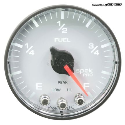 Autometer Gauge, Fuel Level, 2 1/16", 0-270Ω Programmable, Wht/Blk, Spek-Pro