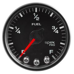 Autometer Gauge, Fuel Level, 2 1/16", 0-270Ω Programmable, Blk/Blk, Spek-Pro