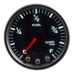 Autometer Gauge, Fuel Level, 2 1/16", 0-270Ω Programmable, Blk/Smoke/Blk, Spek-Pro