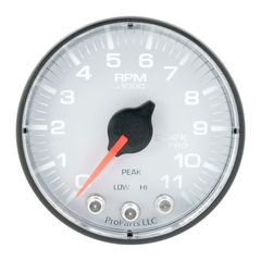 Autometer Gauge, Tach, 2 1/16", 11K Rpm, W/ Shift Light & Peak Mem, Wht/Blk, Spek-Pro